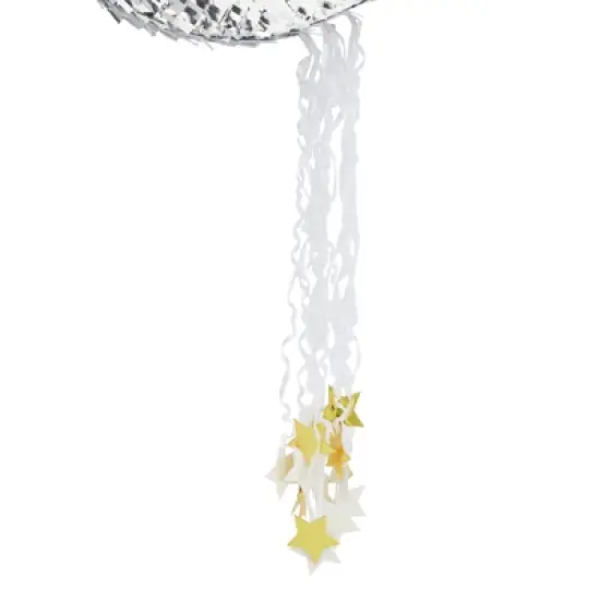 Blue Panda Pull String Crescent Moon Pinata for Birthday, Twinkle Twinkle Little Star Gender Reveal Party Decorations, Silver Foil, 17 x 11 x 3 In image {5}