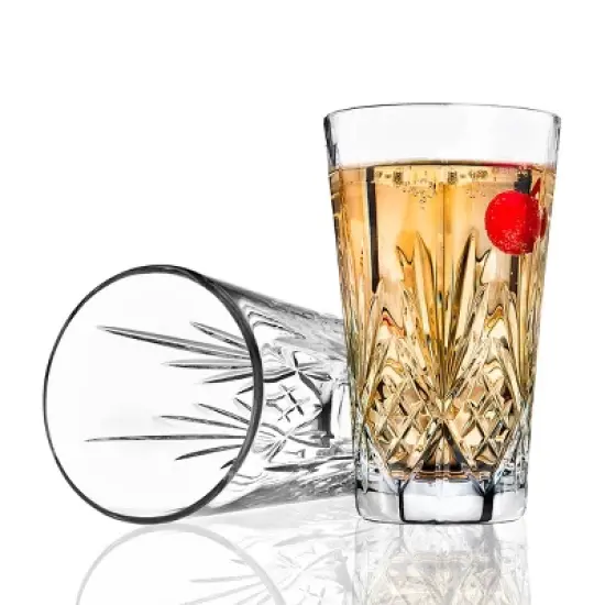 Godinger Silver Set of 4 Dublin Crystal All Purpose Glasses: 12 oz Tumblers, Hand Wash, Dishwasher-Safe, Hot/Cold Beverages image {3}