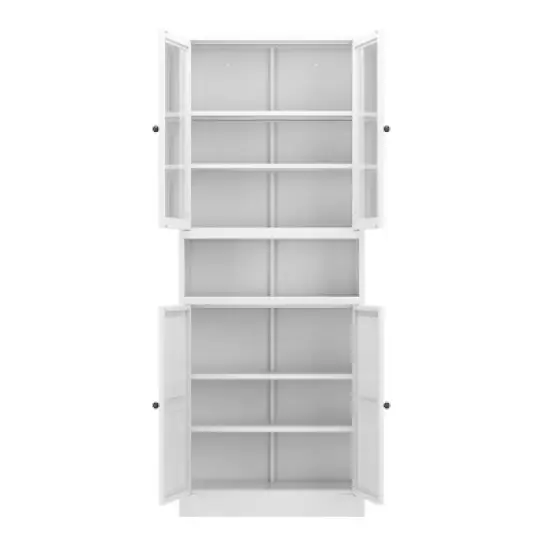 Gulches Freestanding Metal Kitchen Pantry Cabinet - 72" Tall with Adjustable Shelves, Heavy Duty Stainless Steel Frame, White 27.6"W image {1}