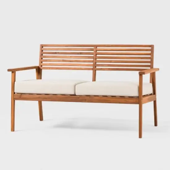 Saracina Home Mid-Century Modern Slatted Acacia Outdoor Bench
 image {3}