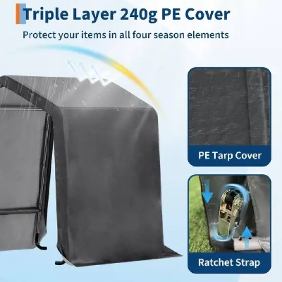 GustoWave 10x10FT Outdoor Portable Storage Shed with Roll-Up Door for Motorcycle, Garden and Tools image {4}