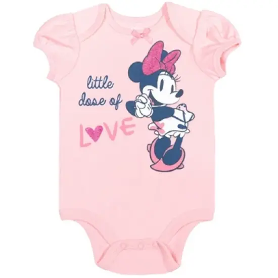 Disney Minnie Mouse Newborn Baby Girls 15 Pc Set Sleep N' Play Coverall Bodysuit Tee Pants Bibs Hat Mitts Blanket 0-6 Months image {5}