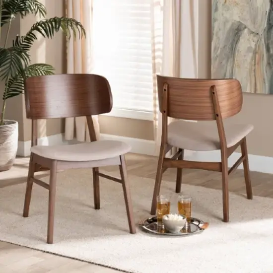 2pc Alston Fabric Upholstered Wood Dining Chair Set - Baxton Studio image {6}