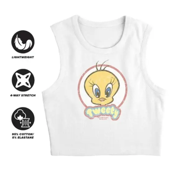 Women's Classic Tweety Sleeveless Crop Top Tank image {2}