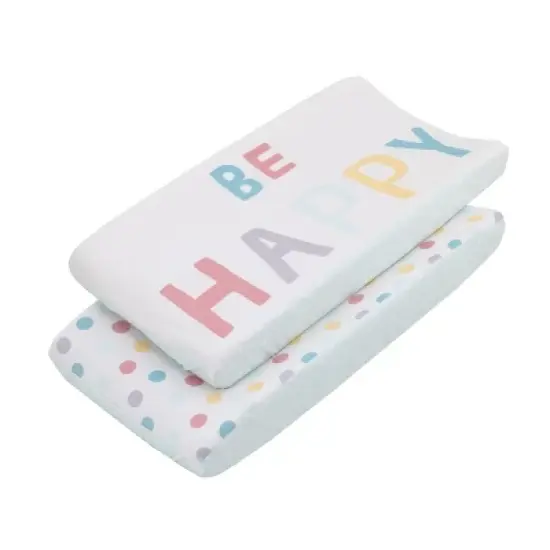 Little Love by NoJo "Be Happy" Multi Color Polka Dots 2 Piece Super Soft Changing Pad Covers image {3}