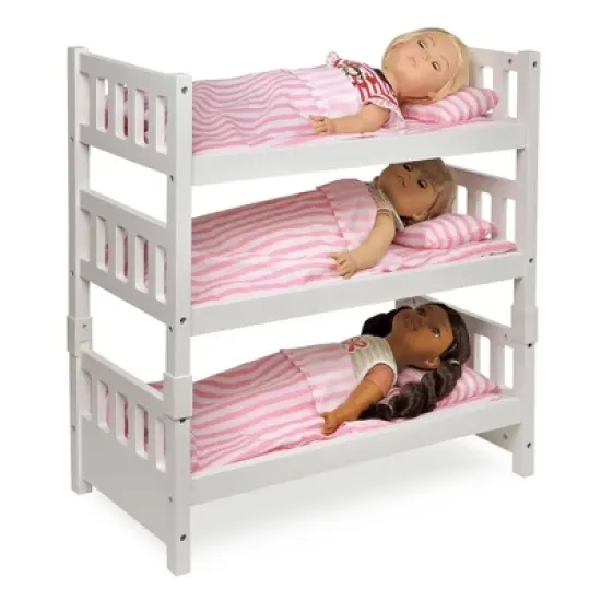 Badger Basket 1-2-3 Convertible Doll Bunk Bed with Bedding - Pink/Stripe image {5}
