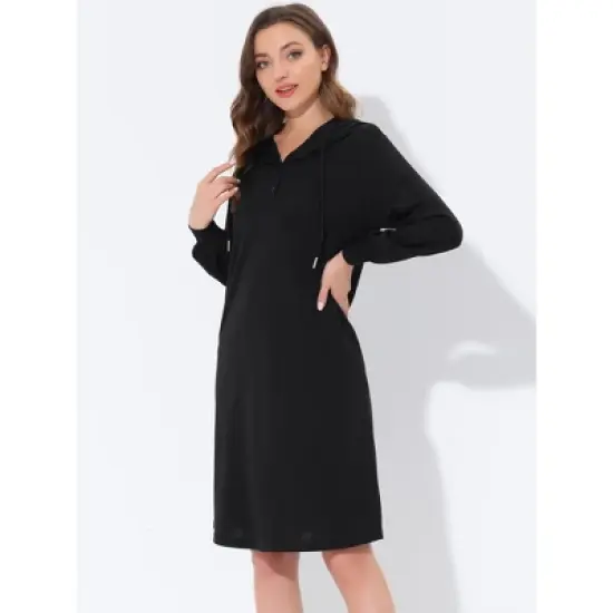 cheibear Womens Sleepwear Pajama Dress with Pockets Lounge Nightshirt Hoodies Nightgown image {1}