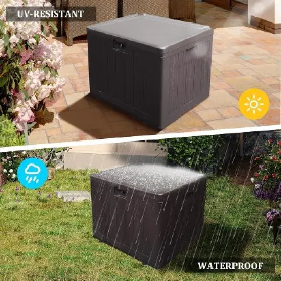 35 Gallon ProPlus Lockable Resin Deck Box,Waterproof Outdoor Storage Box for Patio Furniture,Garden Tools,Brown image {3}