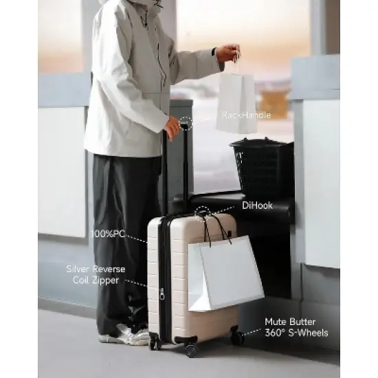 LUGGEX Carry On 20'' Expandable Luggage, Accelerate Access with DiHook, Smooth Spinner Wheel ,Durable Polycarbonate Hard Shell image {2}