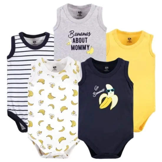 Hudson Baby Infant Boy Cotton Sleeveless Bodysuits, Go Bananas image {7}
