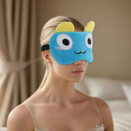 Unique Bargains Soft Cartoon Sleep Mask Staring Eyes Blue 1 Pc image {1}
