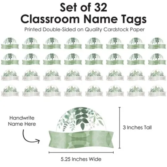 Big Dot of Happiness Eucalyptus Greenery - DIY Blank Paper Desk or Locker Labels - Classroom Name Tags - Set of 32 image {2}