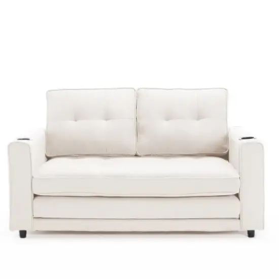 Folding Sofa Bed With Two Storage Pockets,Linen Convertible Foldable Couch Bed,Loveseat Sleeper Sofa,Couches For Living Room,Apartment-Cuddlewood image {4}
