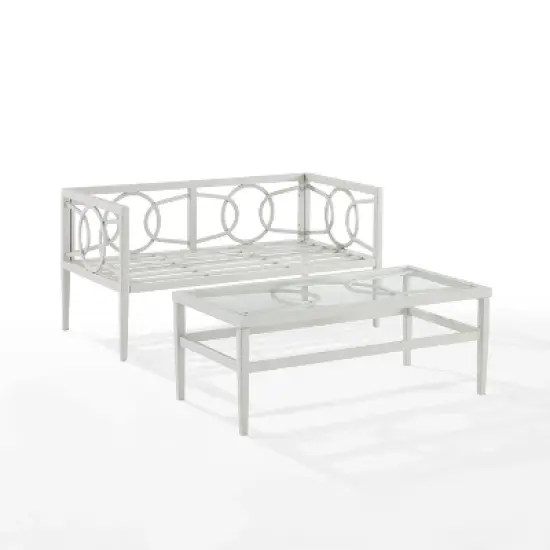 Ashford 2pc Outdoor Metal Conversation Set - Cream - Crosley image {6}