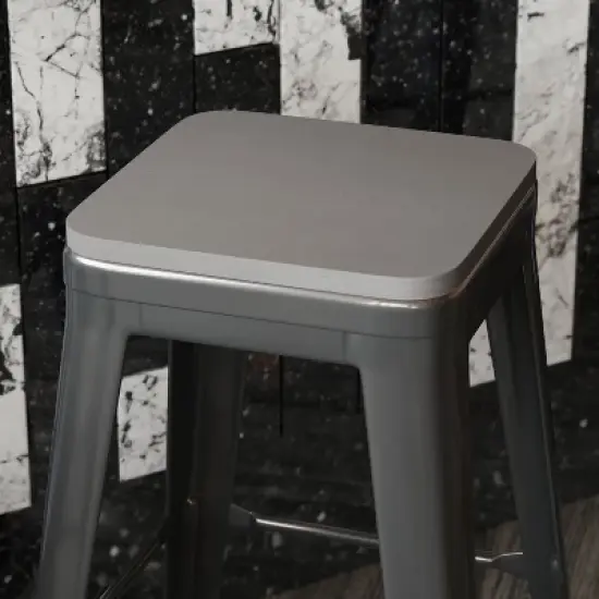 Flash Furniture Perry Poly Resin Wood Square Seat with Rounded Edges for Colorful Metal Barstools image {1}