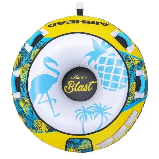 Airhead Blast Single Rider Towable with 4 Neoprene Covered Handles and Self Draining Floor - Yellow image {9}