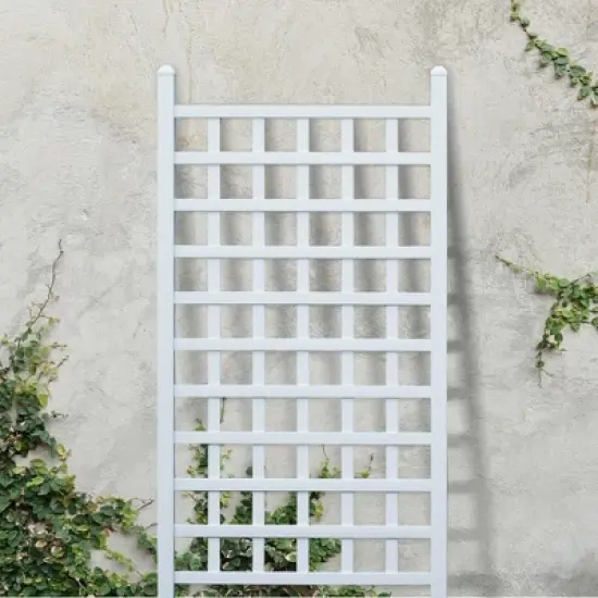 Dura-Trel Country Garden Vinyl Trellis, Outdoor Plant Support Frame, White, 35" x 66" - Decorative Grid-Style Lattice for Climbing Vines & Flowers, image {3}