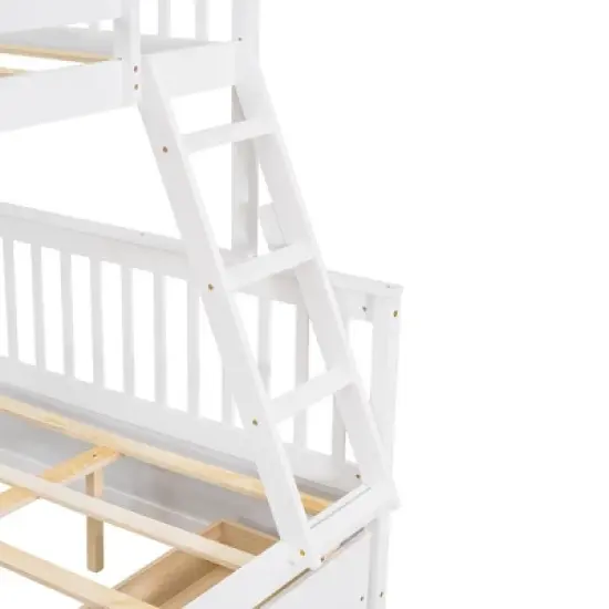 Twin over Full Bunk Bed with Ladders and Two Storage Drawers-ModernLuxe image {8}