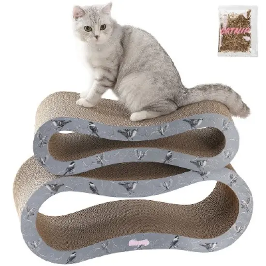 THE LICKER STORE Suvi Modern Cardboard Infinity 2-in-1 Lounge Bed Cat Scratcher with Catnip image {8}