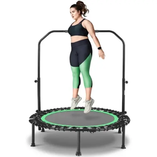 ANCHEER 40inch Foldable Trampoline Fitness Rebounder with Resistance Bands Adjustable Handle Max Load 450lbs image {7}