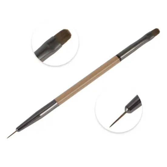 Unique Bargains Double Head Nail Painting Brushes for Polish Painting Home DIY Clear Brown 1 Pc image {2}