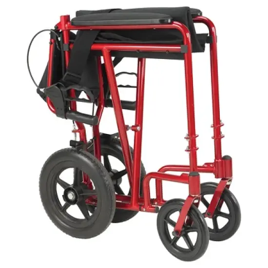 Drive Medical Expedition Lightweight Transport Wheelchair - Folding with Hand Brakes - Blue image {2}