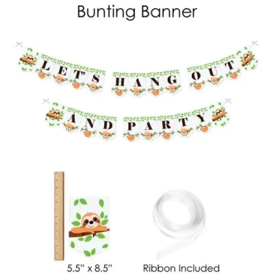 Big Dot of Happiness Let's Hang - Sloth - Baby Shower or Birthday Party Supplies - Banner Decoration Kit - Fundle Bundle image {2}