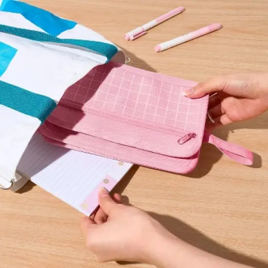 Large Pencil Case, Big Capacity Pencil Pouch Pen Bag with 3 Compartment, Portable Canvas image {4}