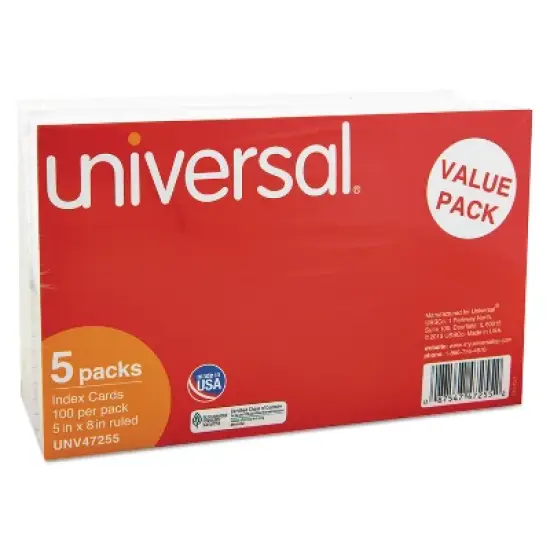UNIVERSAL Ruled Index Cards 5 x 8 White 500/Pack 47255 image {2}