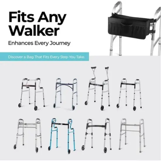 Walker Basket and Bag  - Water-Resistant Walker Accessories with Cup Holder, Easy Installation, for Folding and Foldable Walkers MedicalKingUsa image {5}