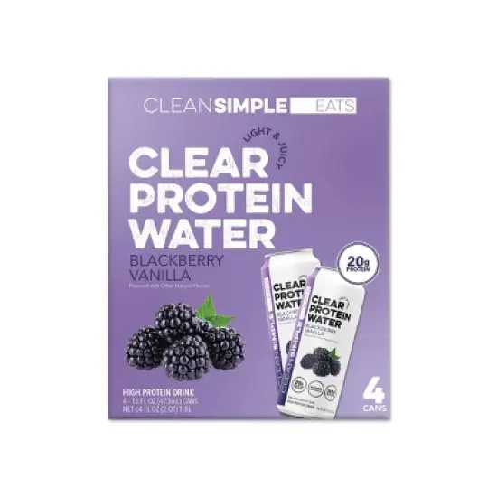 Clean Simple Eats Clear Protein Water Blackberry Vanilla Cans - 4pk/16 fl oz image {1}