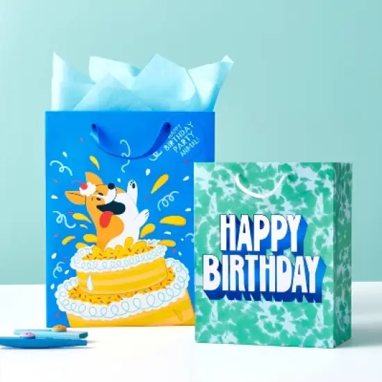 Large Birthday Cub Bag with Tissue - Spritz&trade; image {1}