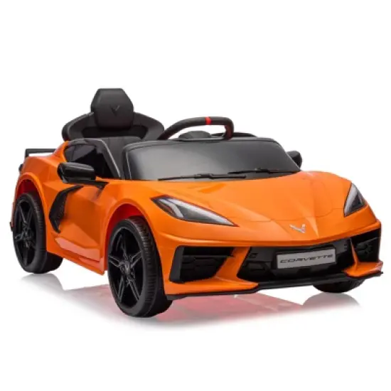 Ride on Sports Car, 12V Battery Powered Car for Kids, Licensed Corvette Kids Electric Car Toy, with RC, Visual Dashboard, Music image {8}