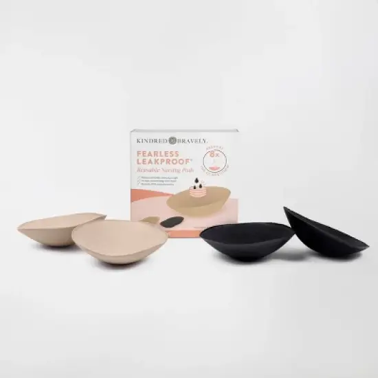 Kindred Bravely Fearless Leakproof Reusable Nursing Pads - Black and Beige - 2pk image {3}