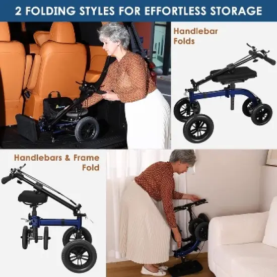 Lycvki Adjustable All Terrain Knee Rollator Walker for Broken Leg Ankle Injuries with 10" Big Wheels, Dual Brakes image {3}