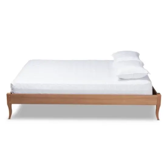Marieke Wood Bed Frame Ash Walnut - Baxton Studio image {1}