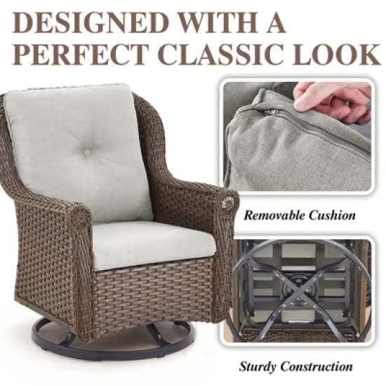 Outdoor Swivel Chair Wicker Patio Glider Chair High Back Swivel Chairs Set of 2 image {6}