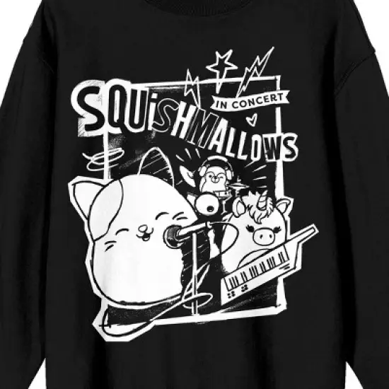 Squishmallows In Concert Crew Neck Long Sleeve Black Adult Sweatshirt image {1}