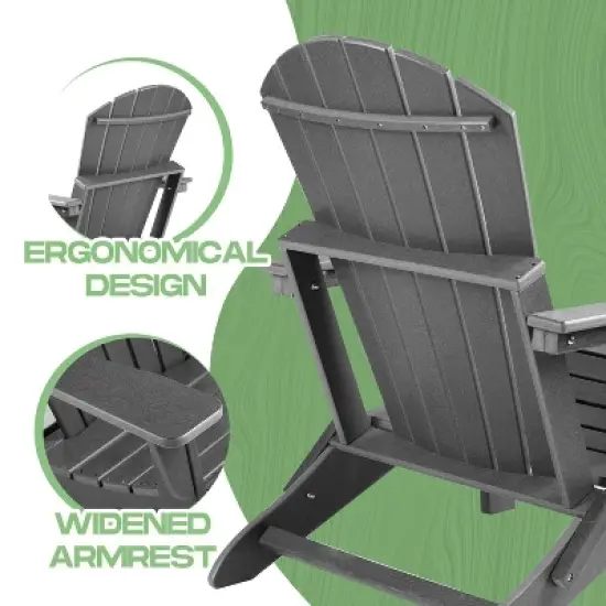 Folding Adirondack Chair, Heavy All-Weather Oversized Folding HDPE Outdoor Lawn Chair for Poolside Backyard Lawn image {5}