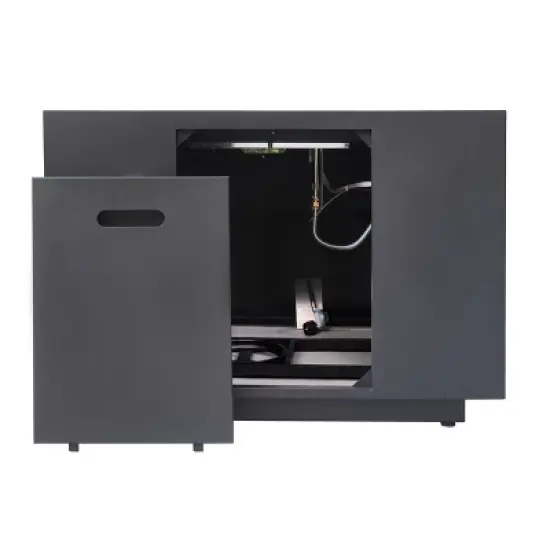 33-Inch Square Outdoor Iron Fire Pit With Built-In Propane Tank Storage - 50,000 BTU, Dark Grey image {7}