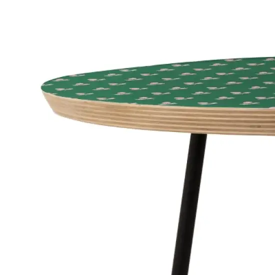 Maritza Lisa Retro Pink Leaf Pattern Side Table - Deny Designs image {2}