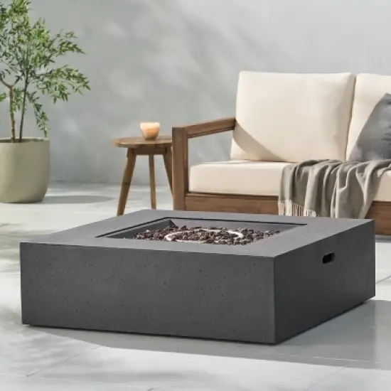 40 Inch Square Outdoor Fire Table with 50,000 BTU and Smooth Concrete Finish image {2}