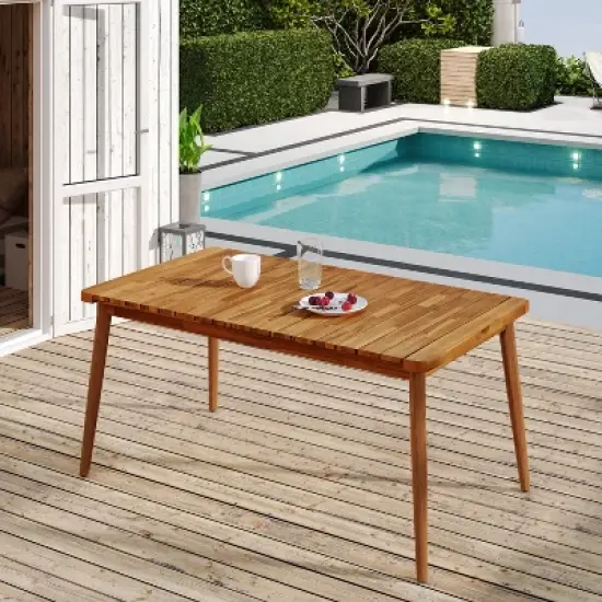 Christopher Knight Home Farrah Outdoor Acacia Wood Salt Design 6 Seater Dining Table image {8}