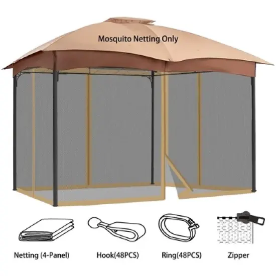 Aoodor Gazebo Netting Screen Replacement Universal 4-Panel Sidewalls 10' x 10' (Only Netting) image {4}