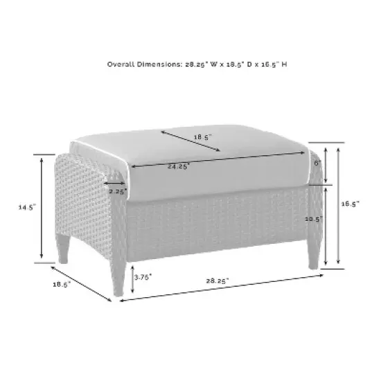 Kiawah Outdoor Wicker Ottoman - Crosley image {8}