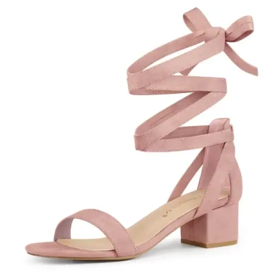 Allegra K Women's Open Toe Block Heel Lace Up Sandals image {11}