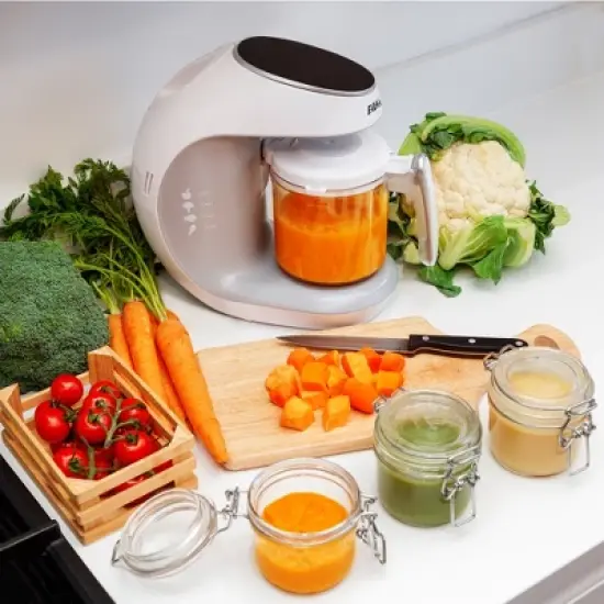 EVLA's Baby Food Maker, Food Processor with Reusable Food Pouches, White image {1}