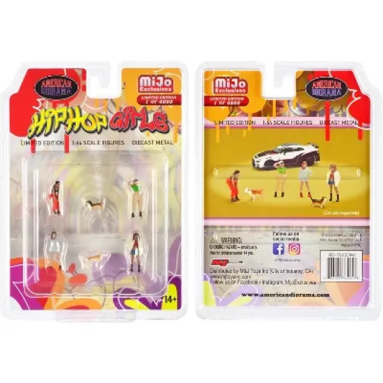 "Hip Hop Girls" 6 piece Diecast Set (4 Women, 2 Dog Figures) Limited Ed to 4800 pieces 1/64 Scale Models by American Diorama image {2}