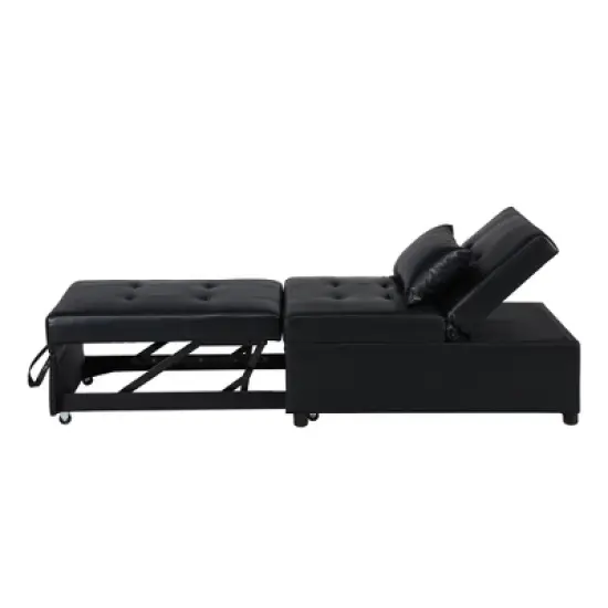 Folding Ottoman Sofa Bed BLACK image {7}