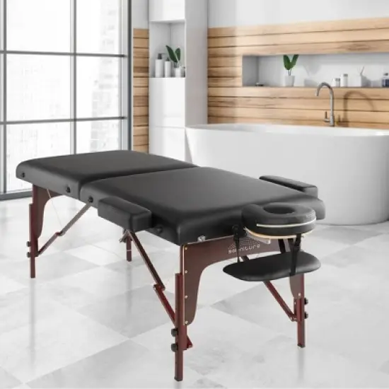 Saloniture Professional Portable Lightweight Bi-Fold Massage Table with Reiki Panels image {6}